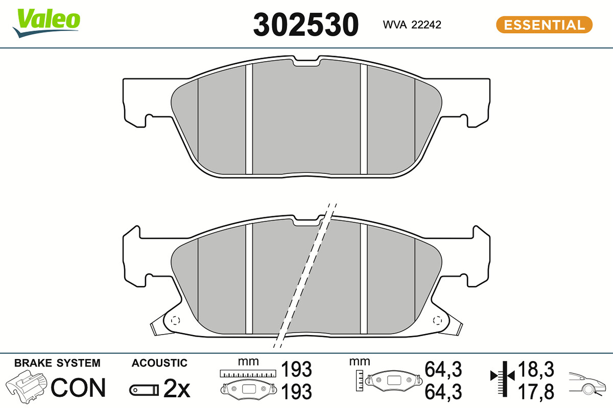 Jogo de 4 pastilhas de travão VALEO ref. 302530